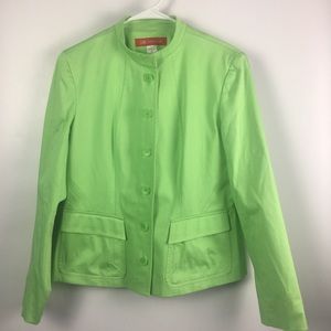 Anne Klein Stretch Blazer Green Cotton Size 12